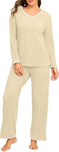 PrinStory Womens Pajamas Set Fall and Winter Ladies Pjs Long Sleeve 2 Piece Pajama Lounge Sets in Kuwait