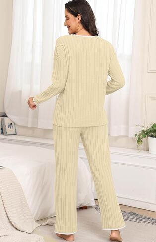 PrinStory Womens Pajamas Set Fall and Winter Ladies Pjs Long Sleeve 2 Piece Pajama Lounge Sets in Kuwait