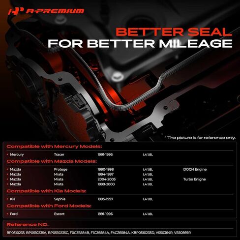 حشية غطاء صمام المحرك A-Premium متوافقة مع موديلات Mazda وFord وKia وMercury - Miata 1994-1997 1999-2000 2004-2005، Protege 1990-1998، Escort Tracer 1991-1996، Sephia 1995-1997، 1.8L in Saudi Arabia