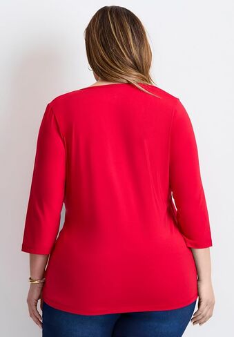 Avenue Women's Plus Size Side Ruched Faux Wrap Top in Saudi Arabia