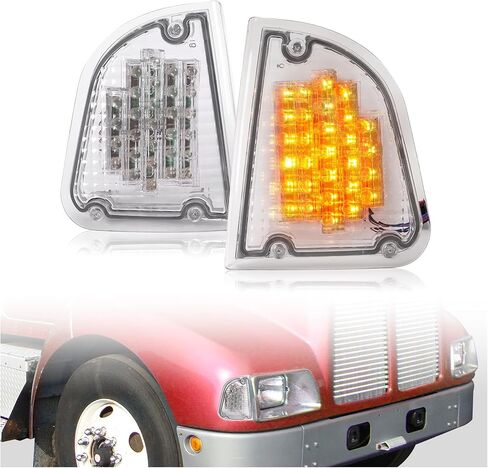 HECASA 29 LED ضوء إشارة الانعطاف متوافق مع 1986-2008 Kenworth T600A K300 T300 T330 T600 مصباح وقوف السيارات الجانبي مصباح علامة واضحة عدسة استبدال ضوء العنبر لK256509 K256509R in Saudi Arabia