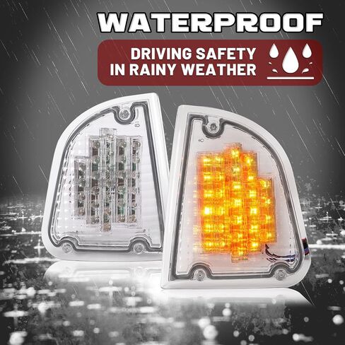 HECASA 29 LED ضوء إشارة الانعطاف متوافق مع 1986-2008 Kenworth T600A K300 T300 T330 T600 مصباح وقوف السيارات الجانبي مصباح علامة واضحة عدسة استبدال ضوء العنبر لK256509 K256509R in Saudi Arabia