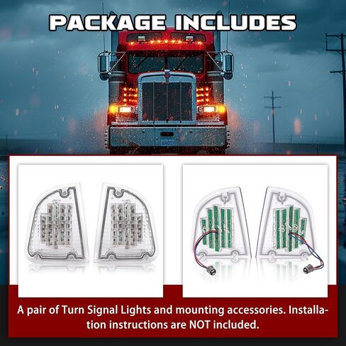 HECASA 29 LED ضوء إشارة الانعطاف متوافق مع 1986-2008 Kenworth T600A K300 T300 T330 T600 مصباح وقوف السيارات الجانبي مصباح علامة واضحة عدسة استبدال ضوء العنبر لK256509 K256509R in Saudi Arabia