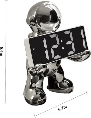 Astronaut Modeling LED Clock Alarm Clock Temperature Meter Home Office Desktop Decorations (White) in Saudi Arabia