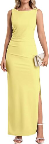 HTZMO Women Elegant Summer Bodycon Maxi Dress Crew Neck Wedding Guest Formal Cocktail Party Long Dresses in Saudi Arabia