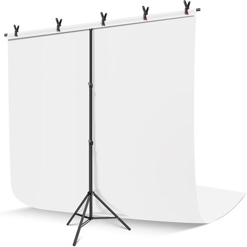 Black White Backdrop with Stand Kit 5x6.5FT, 2-in-1 Photo Background | Portable, adjustable, carry bag & 5 clamps, photo backdrop with T shape stand, for photography video meeting in Saudi Arabia