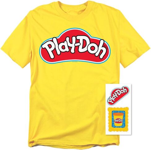 Play-Doh Logo Unisex Adult T Shirt & Stickers, Yellow in Saudi Arabia