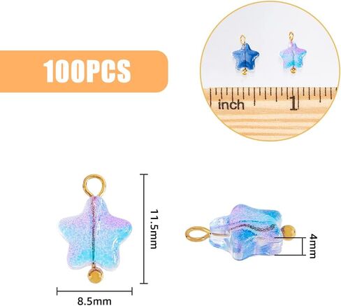 120Pcs Colorful Glass Bead Dangle Charms Faceted Crystal Charms Electroplate Dangle Pendants for DIY Bracelet Earring Necklace Jewelry Making,Hole:3mm in Kuwait