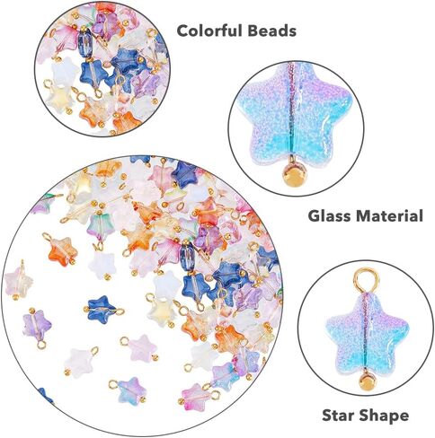120Pcs Colorful Glass Bead Dangle Charms Faceted Crystal Charms Electroplate Dangle Pendants for DIY Bracelet Earring Necklace Jewelry Making,Hole:3mm in Kuwait