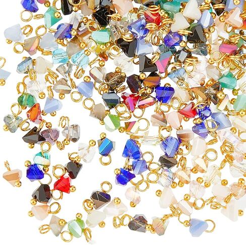 120Pcs Colorful Glass Bead Dangle Charms Faceted Crystal Charms Electroplate Dangle Pendants for DIY Bracelet Earring Necklace Jewelry Making,Hole:3mm in Kuwait