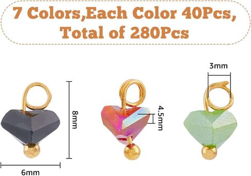 120Pcs Colorful Glass Bead Dangle Charms Faceted Crystal Charms Electroplate Dangle Pendants for DIY Bracelet Earring Necklace Jewelry Making,Hole:3mm in Kuwait