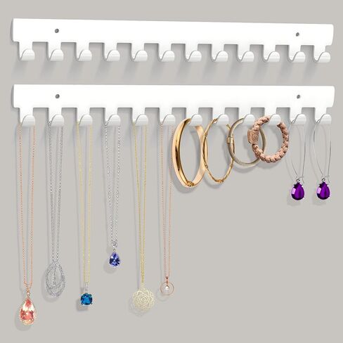 2 Pack Necklace Holder - Hanging Jewelry Organizer, Self-Adhesive, Wall Mount (Clear) in Kuwait