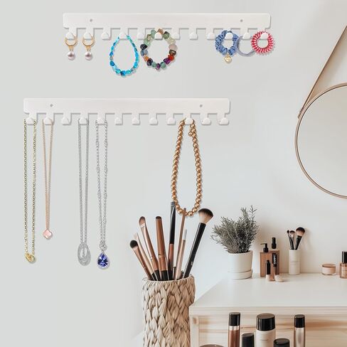 2 Pack Necklace Holder - Hanging Jewelry Organizer, Self-Adhesive, Wall Mount (Clear) in Kuwait