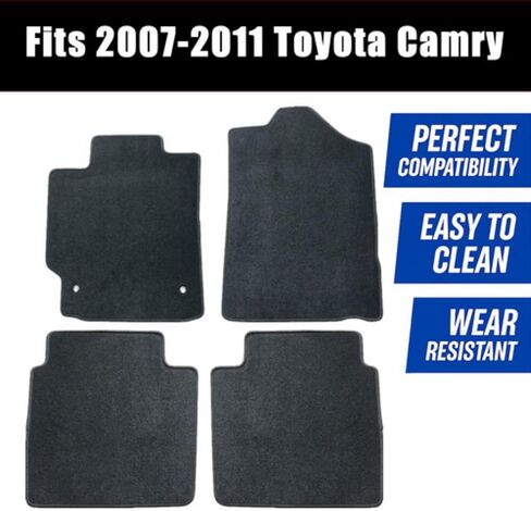 GXARTS4 PCS Front and Rear Velour Replacement Floor Mats Carpet Black Compatible with Toyota Camry Sedan 2007 2008 2009 2010 2011 in Saudi Arabia