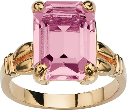 PalmBeach Yellow Gold-Plated Emerald Cut Simulated Birthstone Ring Sizes 5-10 in Saudi Arabia