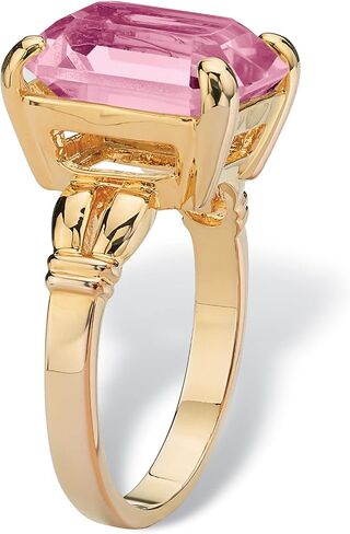 PalmBeach Yellow Gold-Plated Emerald Cut Simulated Birthstone Ring Sizes 5-10 in Saudi Arabia