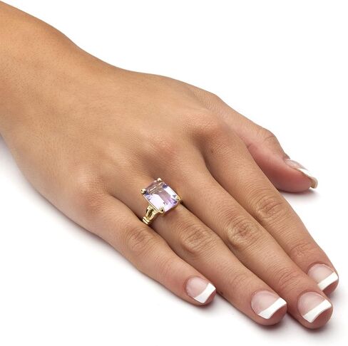 PalmBeach Yellow Gold-Plated Emerald Cut Simulated Birthstone Ring Sizes 5-10 in Saudi Arabia