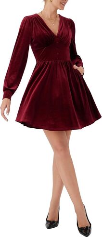 CIDER Womens Velvet V Neck Long Sleeve Mini Dress Party Cocktail in Saudi Arabia