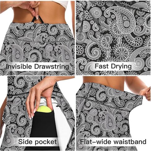 WOWENY Women Tennis Skirted Leggings with Pockets Athletic Ruffle Skirt with Leggings Golf Skort Pickleball Clothing in Saudi Arabia