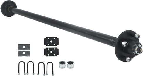 GXYWADY 4 Lug-4 بوصة محور المقطورة 2000 رطل محور المقطورة مع U Bolt Kit 58 بوصة محور الوجه in Kuwait