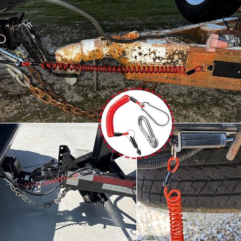 6FT Trailer Breakaway Cable with Pin, Heavy Duty Spring Towing Coiled Wire Replacement, High Rebound Spring Safety Breakaway Device for RV Towing Trailer Emergency Camper in Saudi Arabia