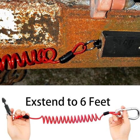 6FT Trailer Breakaway Cable with Pin, Heavy Duty Spring Towing Coiled Wire Replacement, High Rebound Spring Safety Breakaway Device for RV Towing Trailer Emergency Camper in Saudi Arabia