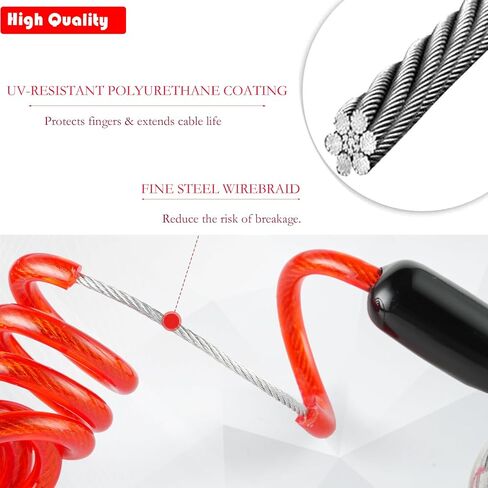 6FT Trailer Breakaway Cable with Pin, Heavy Duty Spring Towing Coiled Wire Replacement, High Rebound Spring Safety Breakaway Device for RV Towing Trailer Emergency Camper in Saudi Arabia
