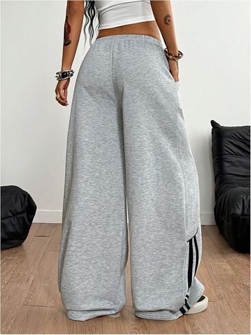 SweatyRocks Women's Wide Leg Elastic Waist Baggy Sweatpants Y2k Low Rise Loose Casual Long Streetwear Trousers in Saudi Arabia