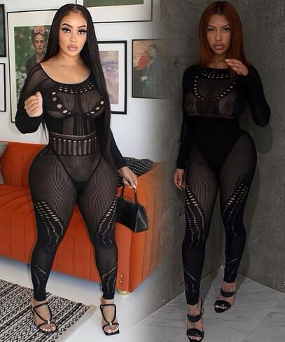 Women Fishnet Bodysuit Mesh Badydoll Soft Nightwear Lingerie One Piece Outfit in Saudi Arabia