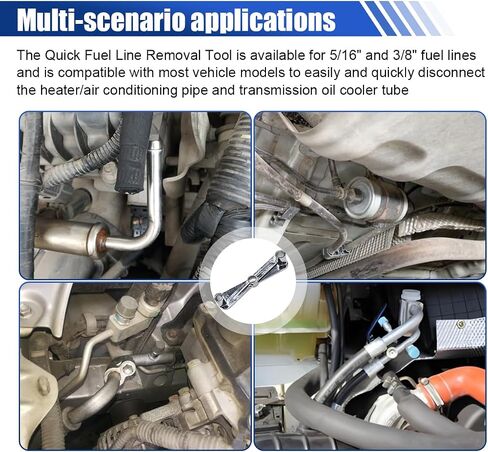 Scissor Fuel Line Disconnect Tool, 5/16" and 3/8" Car Fuel Filter Quick Removal Tool, Heater A/C Line Securely Disconnect Wrench for Most Vehicle Models (2in1) in Saudi Arabia