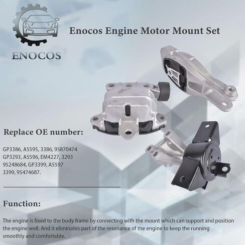 3Pcs A5595 A5596 A5597 Engine Motor & Transmission Mount Compatible with 2013 2014 2015 2016 Chevy Sonic 1.8L with Automatic Transmission, Replace# 95870474 95248684 95474687 in Saudi Arabia