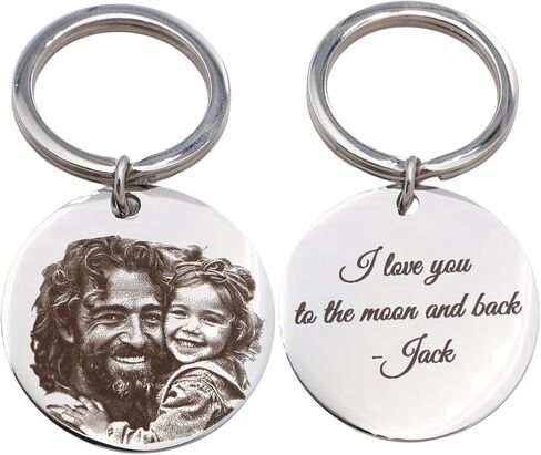 Personalized Photo Engraved Keychain – Custom Picture Keychain for Anniversary, Birthday, or Christmas – Unique Personalized Gift for Him or Her – Custom Stainless Steel Photo Pendant Keepsake in Saudi Arabia