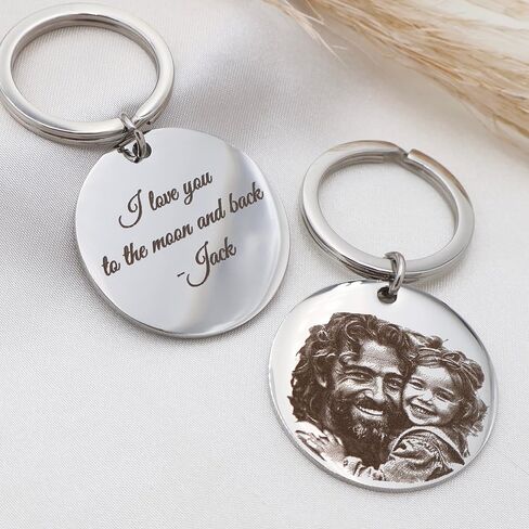 Personalized Photo Engraved Keychain – Custom Picture Keychain for Anniversary, Birthday, or Christmas – Unique Personalized Gift for Him or Her – Custom Stainless Steel Photo Pendant Keepsake in Saudi Arabia