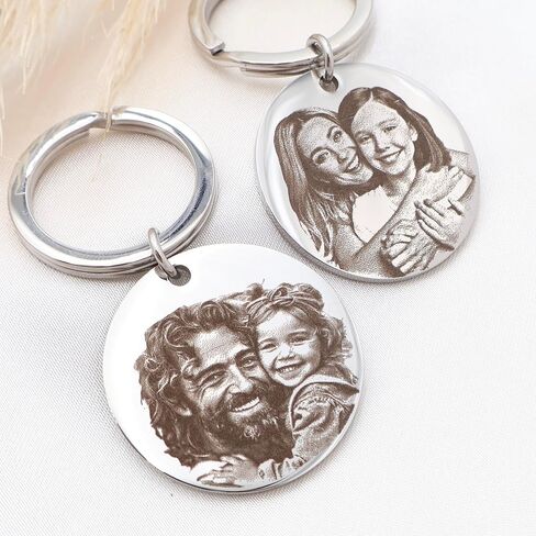 Personalized Photo Engraved Keychain – Custom Picture Keychain for Anniversary, Birthday, or Christmas – Unique Personalized Gift for Him or Her – Custom Stainless Steel Photo Pendant Keepsake in Saudi Arabia