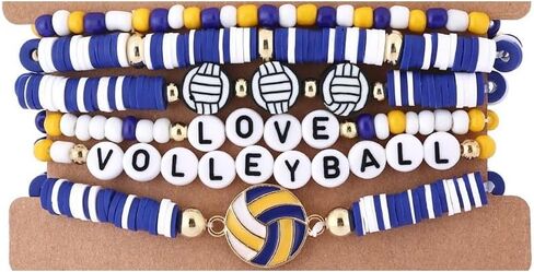 Pingyongchang Game Day Stackable Beaded Bracelets for Women Sports Fan Charm Bracelet Adjustable Heishi Clay Stretch Bangles Football Mom Accessories Holiday Gifts in Saudi Arabia