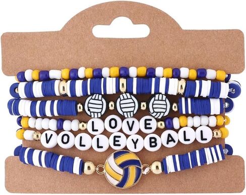 Pingyongchang Game Day Stackable Beaded Bracelets for Women Sports Fan Charm Bracelet Adjustable Heishi Clay Stretch Bangles Football Mom Accessories Holiday Gifts in Saudi Arabia