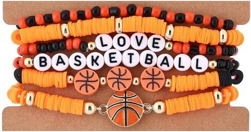 Pingyongchang Game Day Stackable Beaded Bracelets for Women Sports Fan Charm Bracelet Adjustable Heishi Clay Stretch Bangles Football Mom Accessories Holiday Gifts in Kuwait