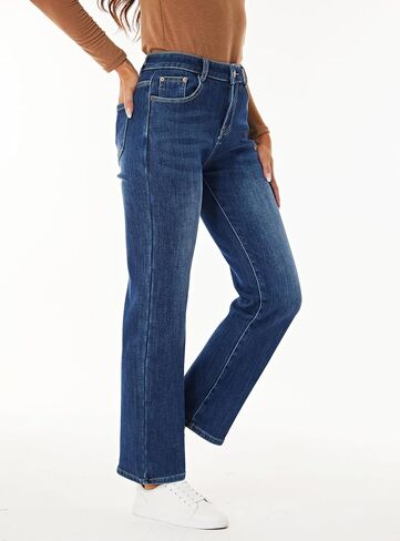 Women's Fleece Lined Jeans Winter Thermal Straight Wide Leg Flannel Sherpa Lined Warm Denim Jean in Saudi Arabia