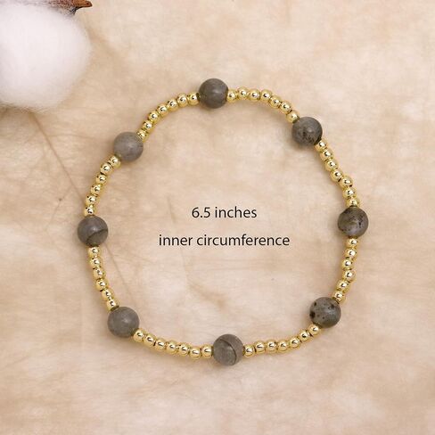 أساور مكدسة مطرزة بالذهب للنساء، مصنوعة يدويًا من الخرز الطبيعي الملون القابل للتكديس سوار قابل للتمدد هدية مجوهرات عصرية يومية. in Kuwait