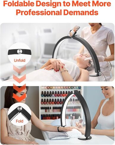 VEVOR Nail Desk Light, 30 W Half Moon Desk Lamp with Phone Holder, Adjustable Brightness and Color Temperature, Arched LED Table Light for Nail Tech, Tattoo Artists, Beauty, Eyelash Extensions in Saudi Arabia
