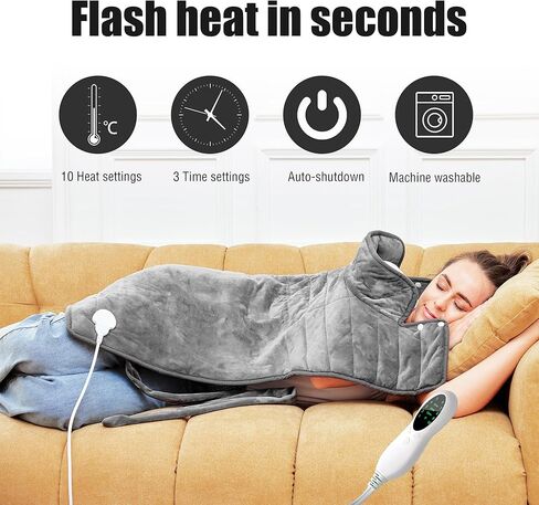 Heating Pad for Neck and Shoulders and Back,Extra Long Weighted Covered,Heating Pad for Back,Gift for Friend Lover Mom and Dad in Kuwait