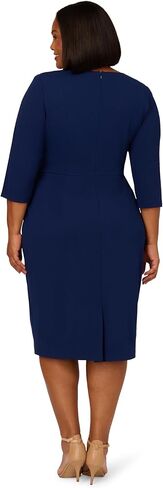 Adrianna Papell Women's Plus Size Knit Crepe TIE Waist Sheath, Navy Sateen in Saudi Arabia