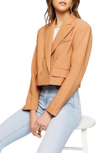 Forever 21 Women's Double-Breasted Cropped Blazer in Saudi Arabia