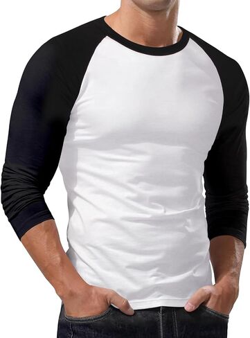 Men's Casual 3/4 Sleeve Baseball Tshirt Raglan Jersey Shirt in Saudi Arabia