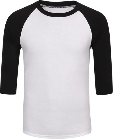 Men's Casual 3/4 Sleeve Baseball Tshirt Raglan Jersey Shirt in Saudi Arabia