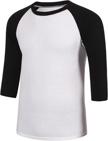 Men's Casual 3/4 Sleeve Baseball Tshirt Raglan Jersey Shirt in Saudi Arabia