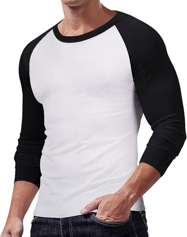 Men's Casual 3/4 Sleeve Baseball Tshirt Raglan Jersey Shirt in Saudi Arabia