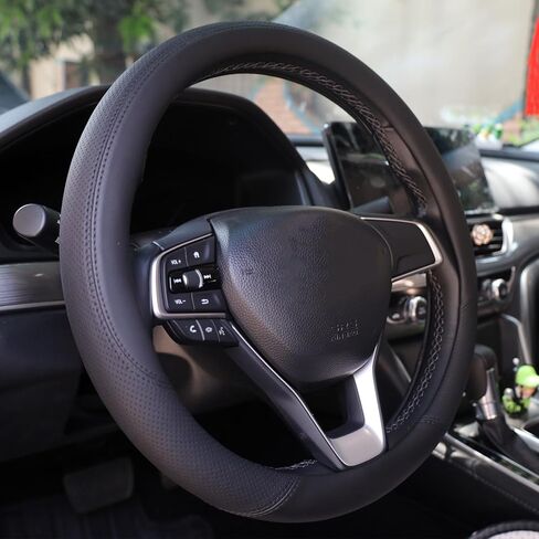 غطاء عجلة القيادة لسيارة GMC Sierra 1500 2500 HD 3500 HD Yukon Terrain Canyon Acadia Denali Crew Cab Elevation Double Limited SLE SLT ملحقات شاحنة السيارة، 2025 جلد أسود 14.5-15 بوصة in Saudi Arabia