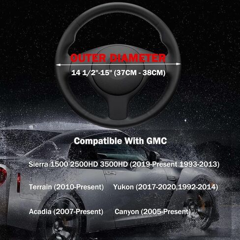 غطاء عجلة القيادة لسيارة GMC Sierra 1500 2500 HD 3500 HD Yukon Terrain Canyon Acadia Denali Crew Cab Elevation Double Limited SLE SLT ملحقات شاحنة السيارة، 2025 جلد أسود 14.5-15 بوصة in Saudi Arabia