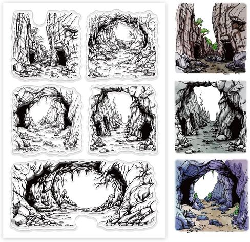 GLOBLELAND Landscape Stamps Clear Stamps for Card Making Mount Fuji Background Silicone Stamp Pine Trees Transparent Stamp Seal for DIY Scrapbooking Embossing Photo Album in Saudi Arabia